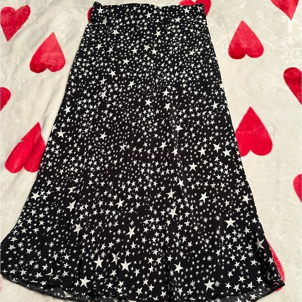 NWOT Fifteen Twenty Women's Bias Cut Midi Skirt In Print Stars - Picture 10 of 11